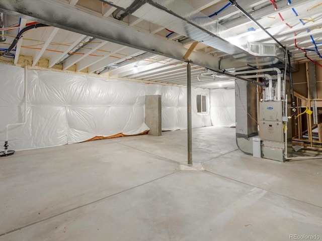 view of unfinished basement