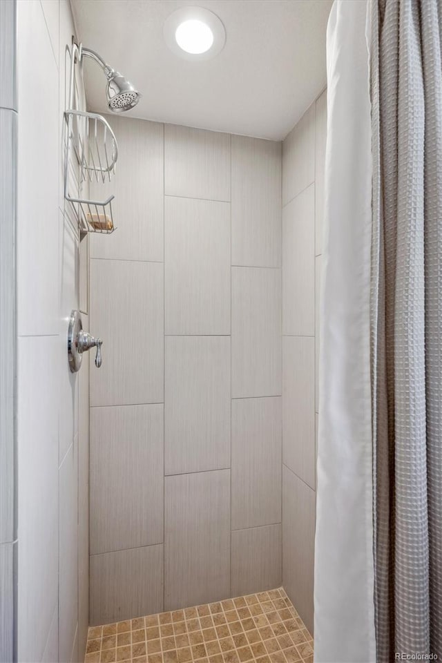 bathroom featuring a shower with shower curtain