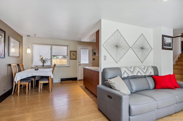 living room featuring light wood-type flooring