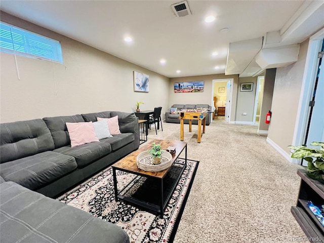 living room with carpet