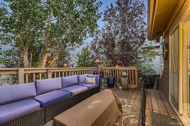 wooden deck with outdoor lounge area