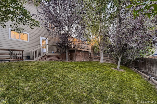 view of yard featuring a deck