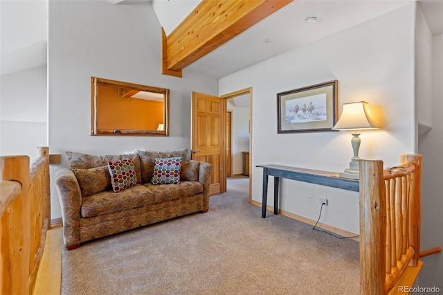 33 Broken Lance Dr Unit 207S, Breckenridge, CO 80424 - living room featuring carpet floors and beamed ceiling