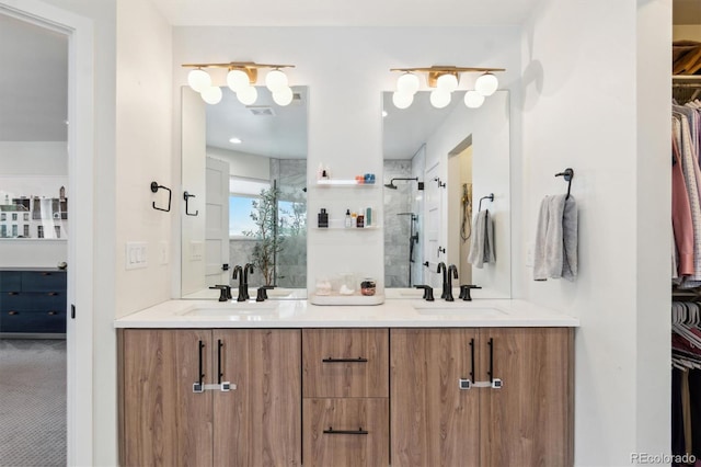 2244 S Lincoln St, Denver, CO 80210 - full bath featuring double vanity, a walk in closet, and a shower stall