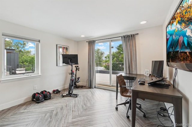 2244 S Lincoln St, Denver, CO 80210 - office area with plenty of natural light, baseboards, and recessed lighting