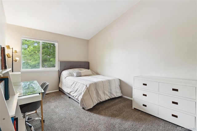 7035 S Flower Ct, Littleton, CO 80128 - carpeted bedroom with lofted ceiling and baseboards