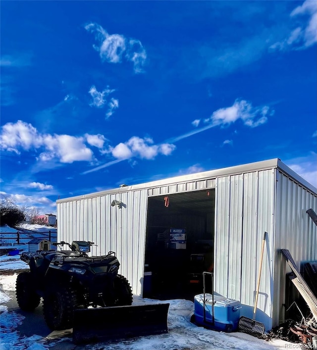 view of snow covered structure