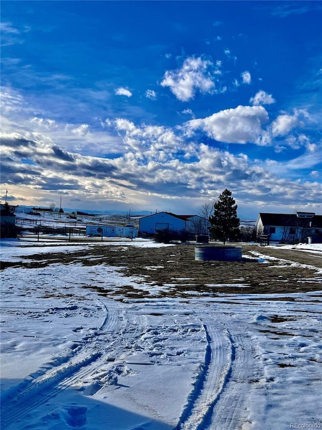 view of yard covered in snow