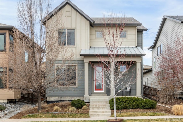 view of front of house featuring entry steps and board and batten siding