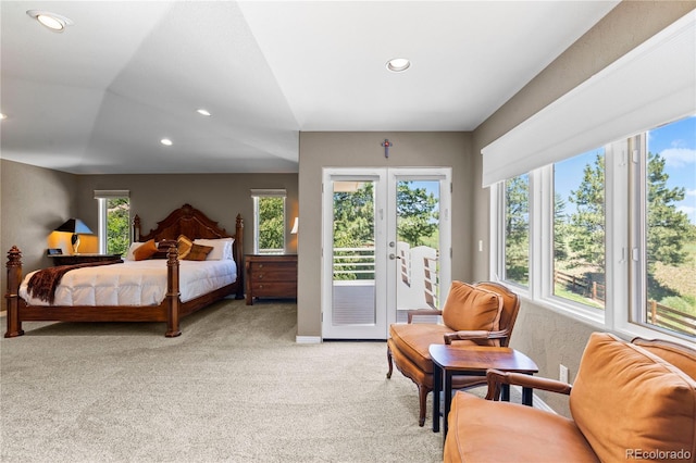 69 N Ranch Rd, Littleton, CO 80127 - bedroom with access to outside, multiple windows, french doors, recessed lighting, and light colored carpet