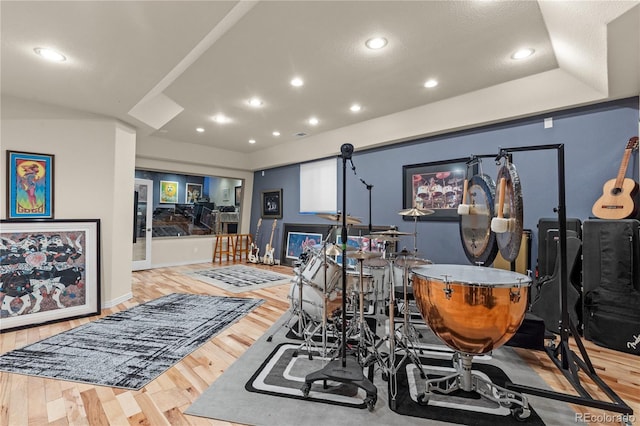 69 N Ranch Rd, Littleton, CO 80127 - game room with wood finished floors, recessed lighting, and baseboards