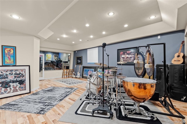 69 N Ranch Rd, Littleton, CO 80127 - recreation room featuring wood finished floors, recessed lighting, and baseboards