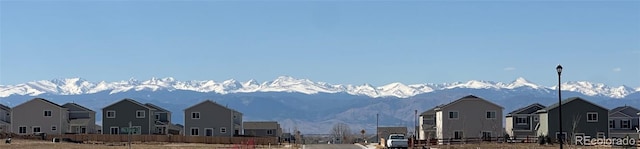 property view of mountains featuring a residential view