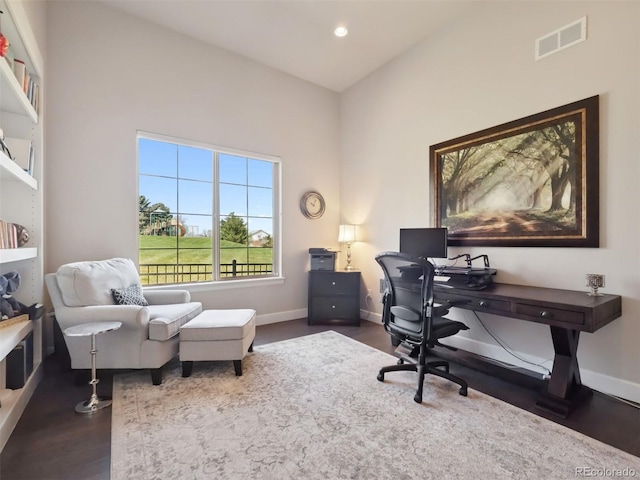 6970 E Lake Dr, Centennial, CO 80111 - office space featuring visible vents, recessed lighting, baseboards, and dark wood-style floors