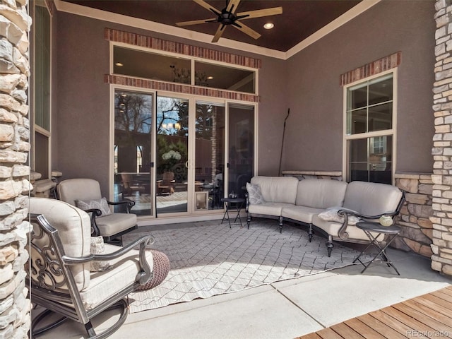 6970 E Lake Dr, Centennial, CO 80111 - view of patio / terrace featuring ceiling fan and an outdoor living space