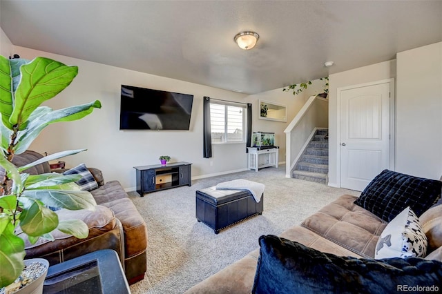 living room featuring carpet