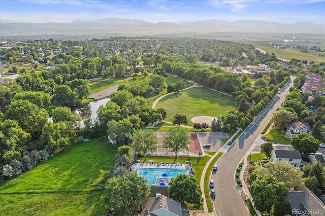 aerial view with a mountain view