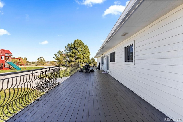 deck with a playground