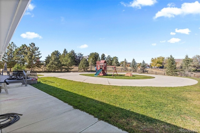 exterior space featuring a playground