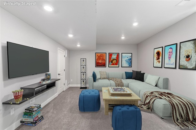 3338 Ireland Moss St, Castle Rock, CO 80109 - carpeted living room featuring recessed lighting