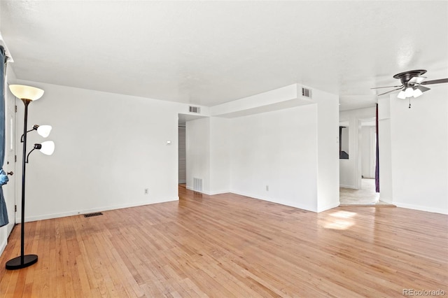 2613 Wren Dr, Colorado Springs, CO 80909 - unfurnished living room with visible vents, a ceiling fan, and light wood-style floors