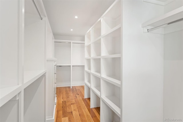 spacious closet with light wood-type flooring