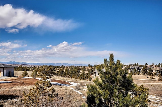 view of yard featuring a mountain view