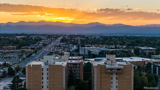 8060 E Girard Ave Unit 1005, Denver, CO 80231 - aerial view at dusk of a mountain view