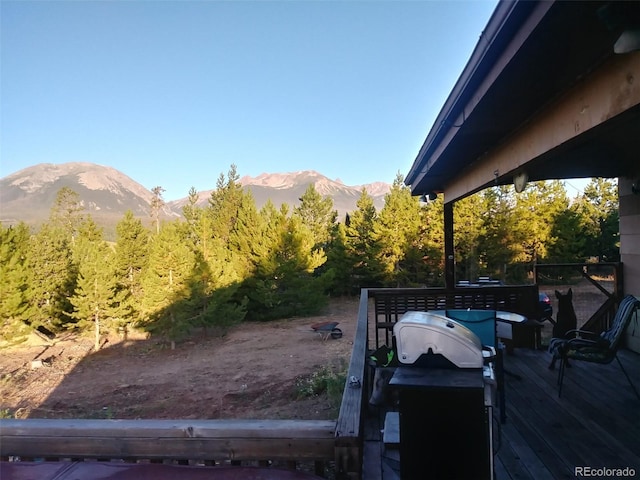 view of yard with a mountain view