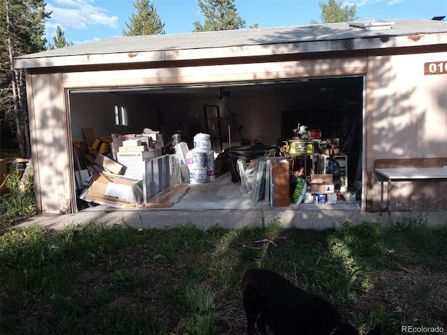 view of garage