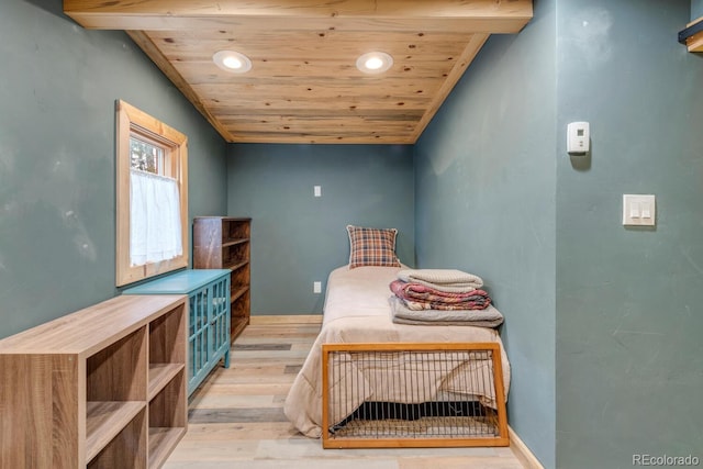 146 Dynamite Dr, Black Hawk, CO 80422 - bedroom with wood ceiling, recessed lighting, wood finished floors, and baseboards