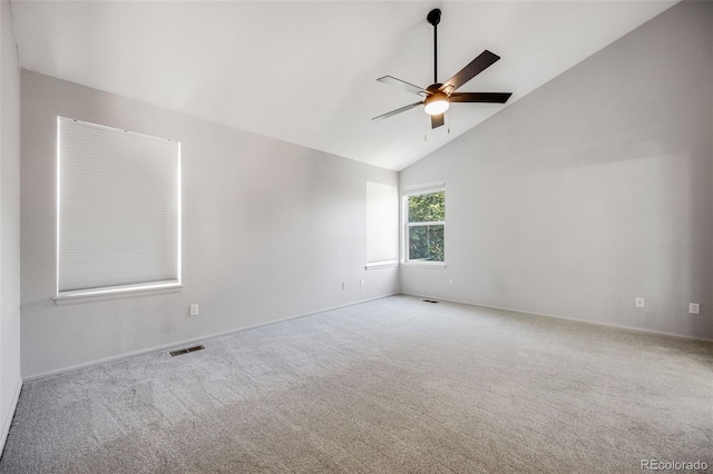 9147 W Rockland Pl, Littleton, CO 80128 - carpeted empty room with a ceiling fan and high vaulted ceiling