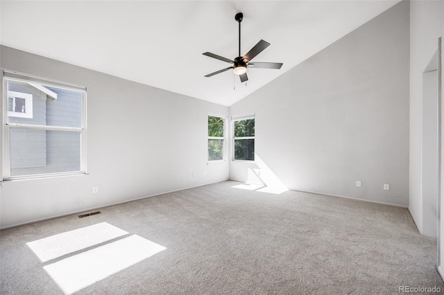 9147 W Rockland Pl, Littleton, CO 80128 - carpeted empty room with ceiling fan and high vaulted ceiling