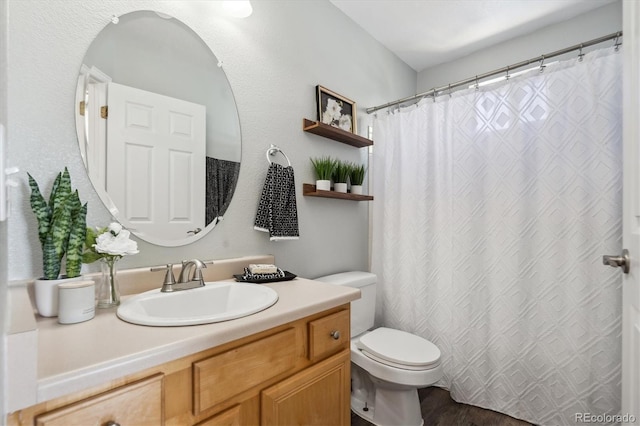 5193 E 119th Way, Thornton, CO 80233 - bathroom featuring toilet, vanity, and curtained shower