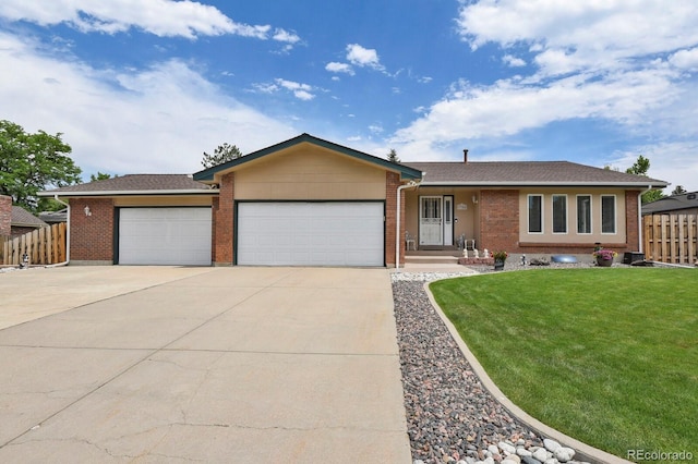 7784 Lewis St, Arvada, CO 80005 - ranch-style home with an attached garage, concrete driveway, and brick siding