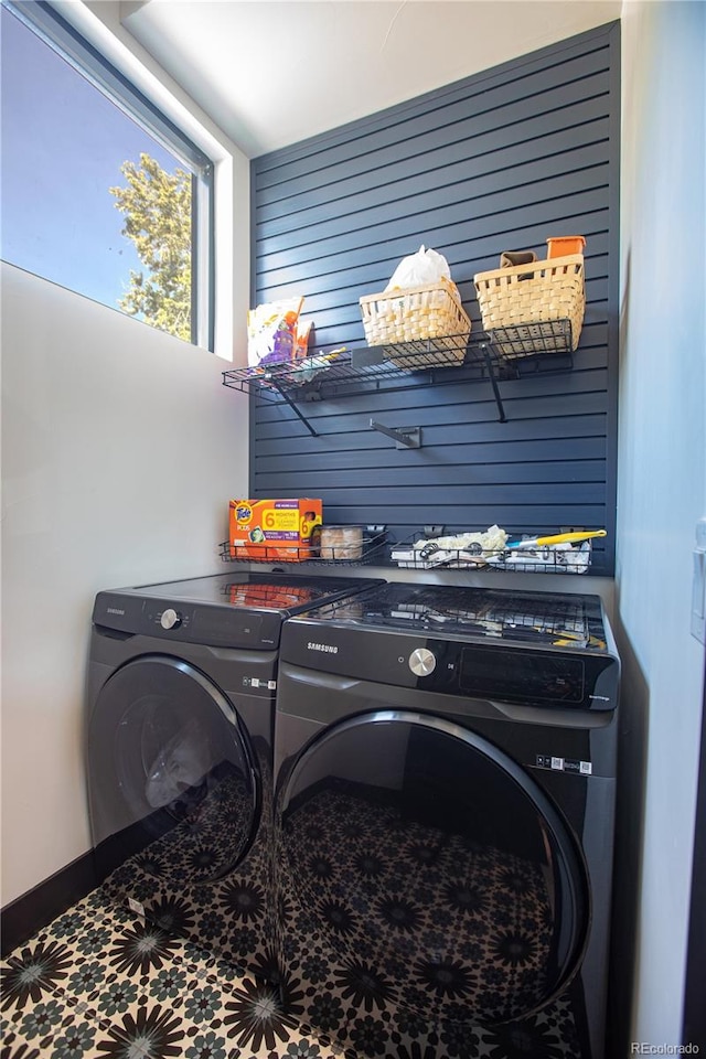 laundry area featuring washing machine and dryer