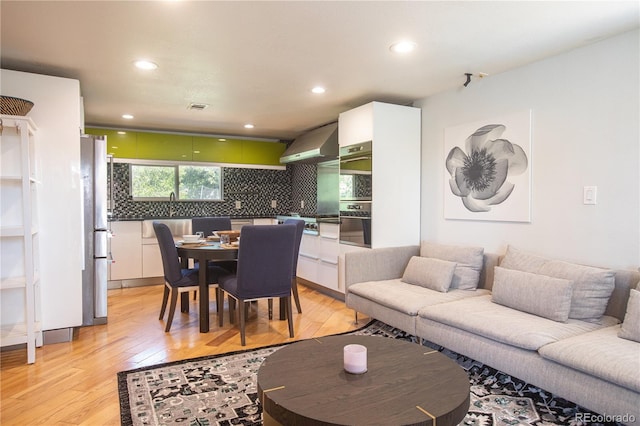 living room featuring light hardwood / wood-style flooring