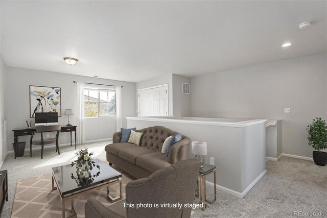 4873 Cathay Ct, Denver, CO 80249 - living room with carpet floors, baseboards, and recessed lighting