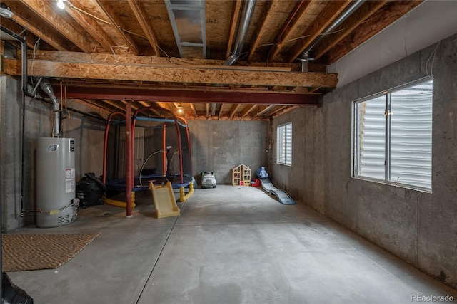 below grade area with water heater