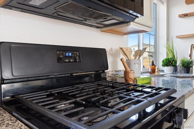 room details featuring black gas range