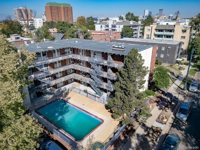 drone / aerial view featuring a city view