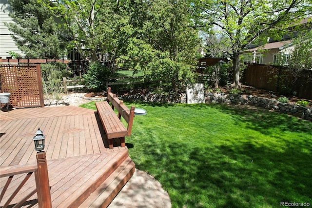 2141 Weatherstone Cir, Highlands Ranch, CO 80126 - view of yard featuring a wooden deck