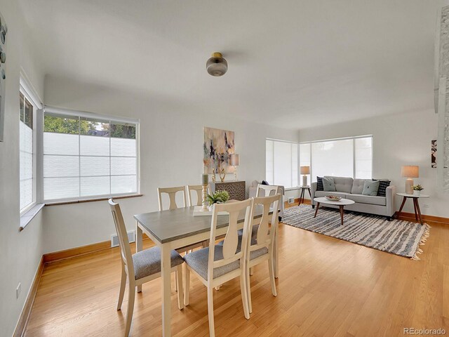 dining area featuring light hardwood / wood-style floors