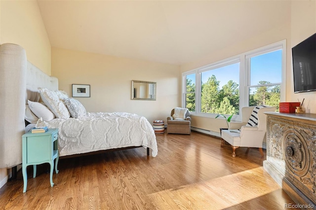 2873 Cortina Ln, Evergreen, CO 80439 - bedroom featuring baseboard heating and wood finished floors