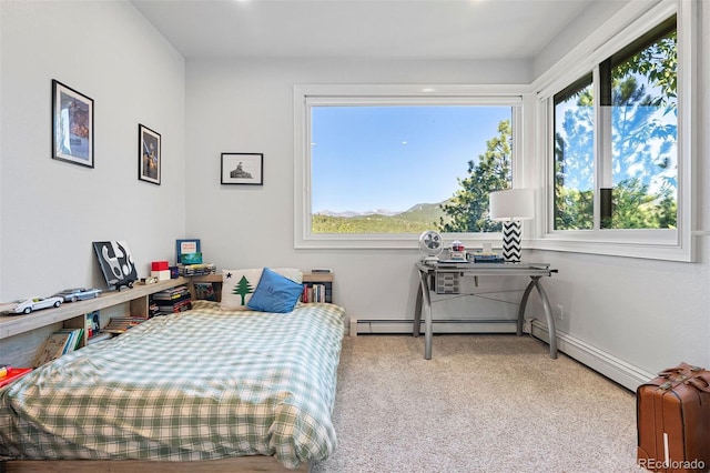 2873 Cortina Ln, Evergreen, CO 80439 - carpeted bedroom featuring baseboard heating