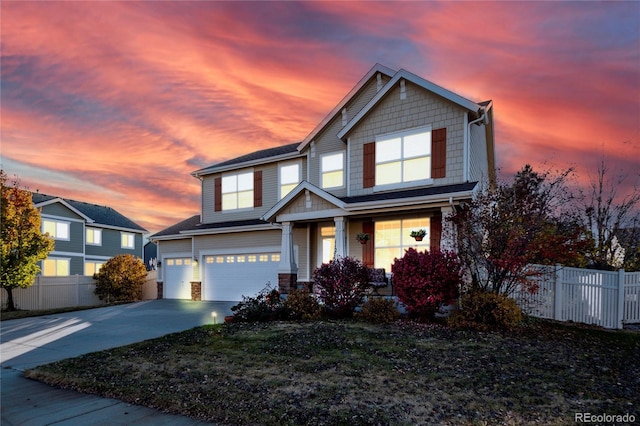 craftsman house featuring a garage