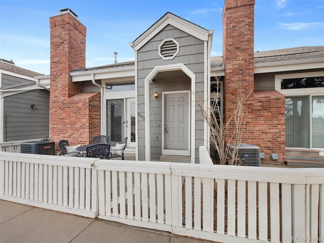 view of front of home with central AC