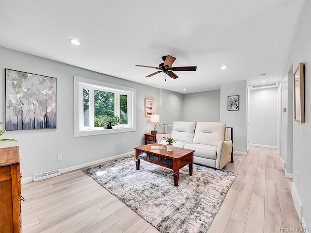 13246 Deneb Dr, Lone Tree, CO 80124 - living area featuring ceiling fan, light wood-style floors, and recessed lighting