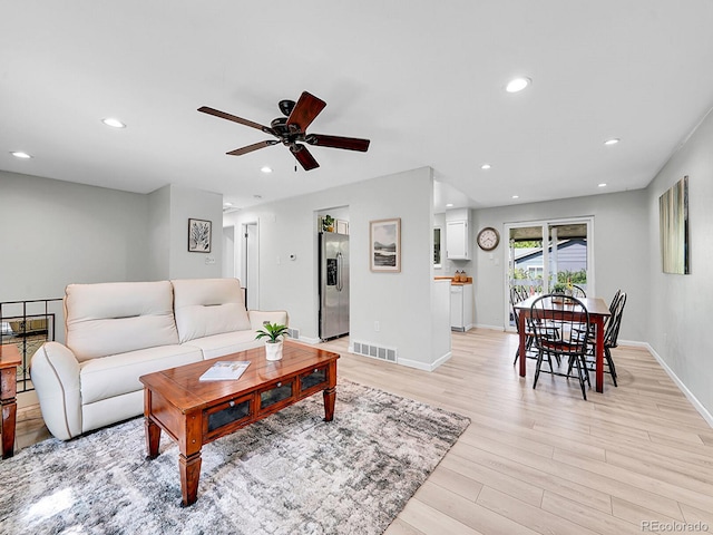 13246 Deneb Dr, Lone Tree, CO 80124 - living area with light wood-style floors, recessed lighting, and ceiling fan