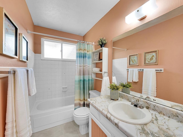 13246 Deneb Dr, Lone Tree, CO 80124 - bathroom featuring vanity, shower / bath combination with curtain, and tile patterned floors